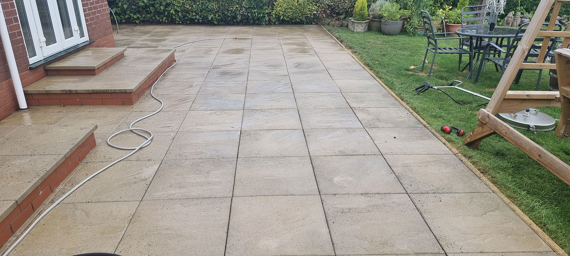 Patio after jet washing